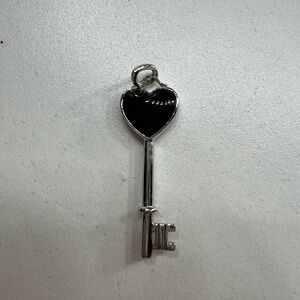 Silver and Black Heart Key Pendant